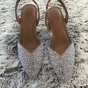 A New Day Women's Silver and Tan Embellished small heels